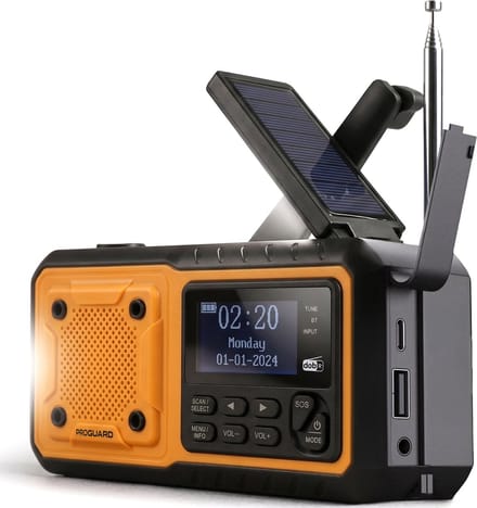 ProGuard DAB + Noodradio - Zonne-energie en dynamo - Met powerbank