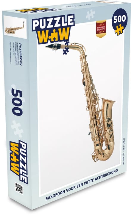 Puzzel Saxofoon voor een witte achtergrond - Legpuzzel - Puzzel 500 stukjes