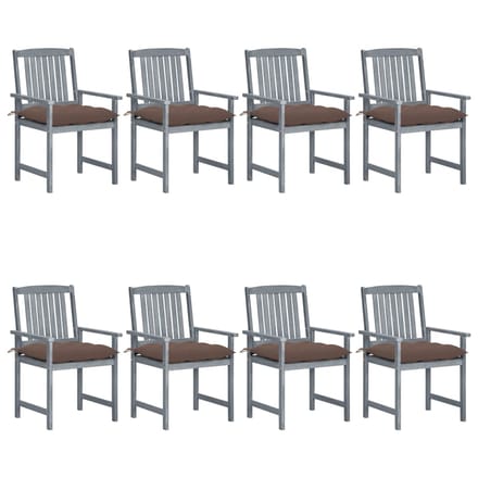vidaXL - Tuinstoelen - 8 - st - met - kussens - massief - acaciahout - grijs
