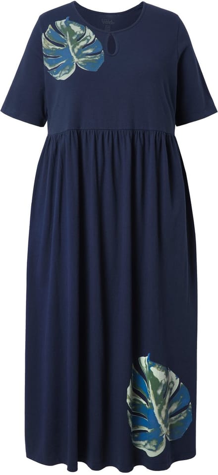 Ulla Popken - Dames - Jersey maxi-jurk - Marine - Maat 62+