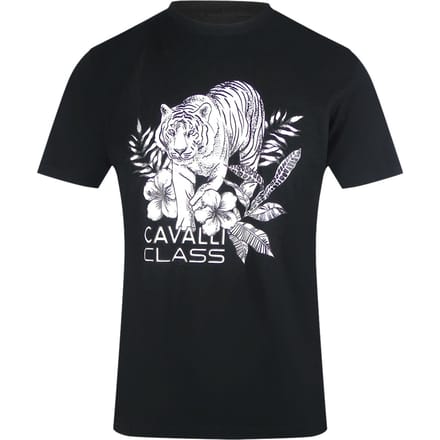 Cavalli Class Tiger Floral Logo Zwart T-shirt
