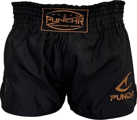 PunchR™ Classic Muay Thai kickboks Broek Zwart Goud - S