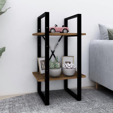 vidaXL - Boekenkast - 2-laags - 40x30x70 - cm - bewerkt - hout - bruin - eikenkleur