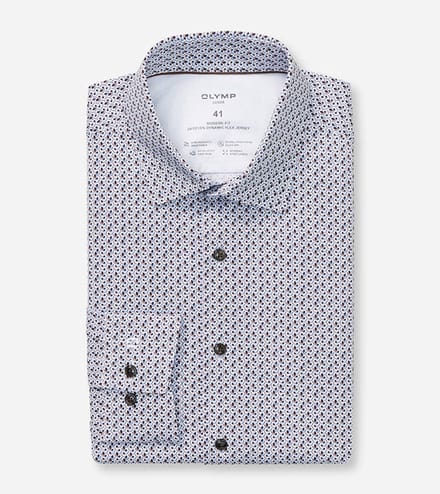 katoenen Olymp overhemd blauw geprint normale fit