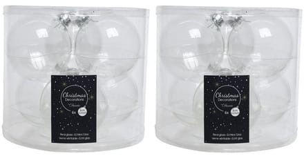 Decoris kerstballen - 12x st - transparant parelmoer - D8 cm - glas - kerstversiering