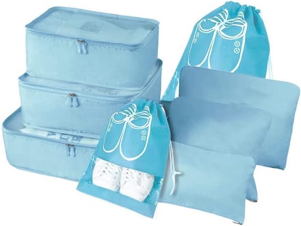 Famanu - Set van 8 multifunctionele packing cubes met schoenentas – Grijs