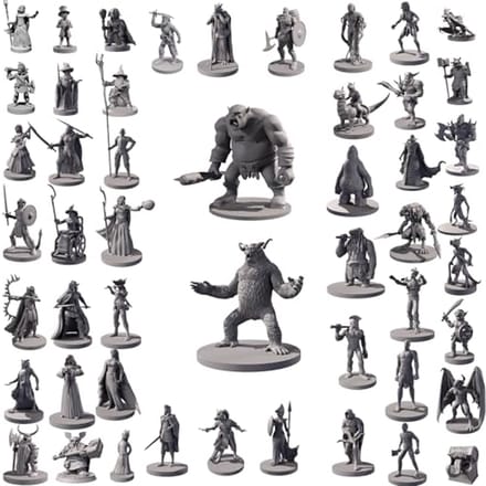 Solidchoice - 50 Unieke Miniaturen voor Tabletop RPG's - Ongepolijst Set