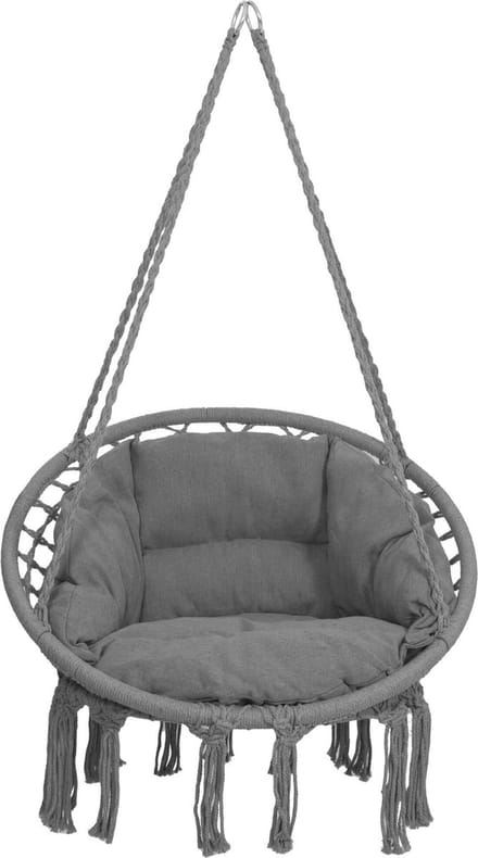 Springos Hangstoel | Binnen & Buiten | Belastbaar tot 150 kg | 120 x 79 cm | Grafiet