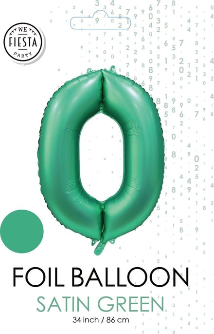 folieballon cijfer 0 mat groen metallic