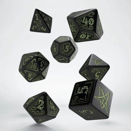 Q-Workshop Call of Cthulhu - Zwart & Glow-in-the-dark Dice Set (7)
