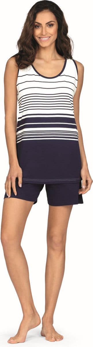 Comtessa shortama blauw gestreept - Blauw - Maat - 46