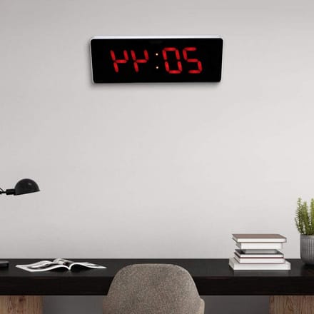 Dailygoods - LED Digitale Wandklok - Aluminium, Kalender en Temperatuur Weergave