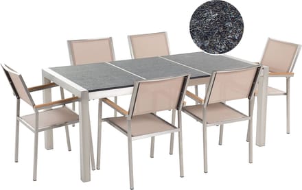 GROSSETO - Tuinset voor 6 - Grijs/Beige - Graniet