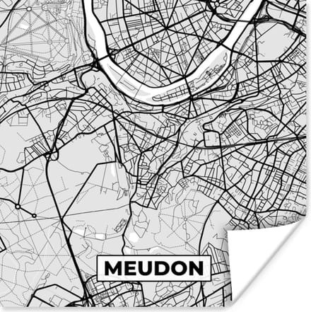 Poster Meudon - Plattegrond - Frankrijk - Kaart - Stadskaart - 30x30 cm