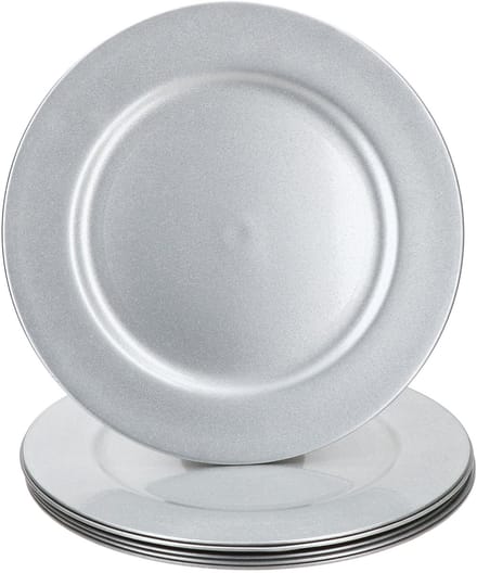 Set van 6 zilveren GLITZER plastic presenteerblaadjes - 22283322