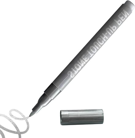 Markeerstift Verfstift - Steen Pen - Grafsteen Herstel - Waterdichte Inkt - 16 cm - Zilver