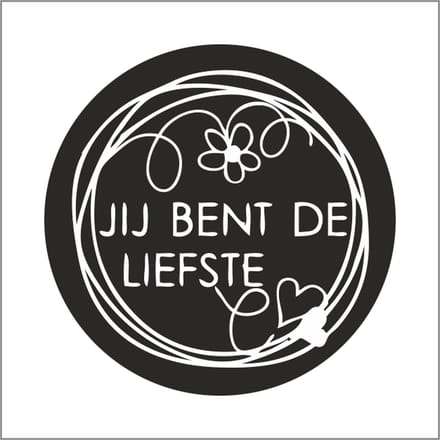 Sticker - "Jij bent de liefste" - Etiketten - 47mm Rond - Wit/Zwart - 500 Stuks
