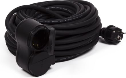 Benson Neopreen 10 meter verlengsnoer - Kabel met twee stopcontacten met klep Max 3500 watt
