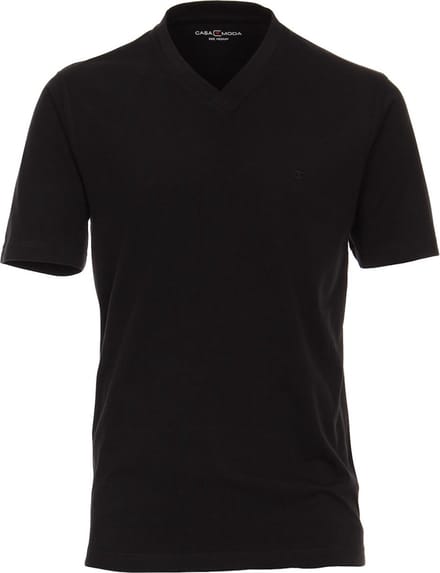 Casa Moda Basis T-shirt Katoen V-hals Zwart 2-Pack - M