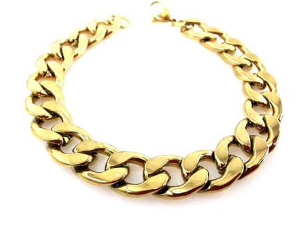 Armband - Heren - RVS - goudkleurige - Brede - Gourmet schakel - L 22 cm - Br 9 mm.