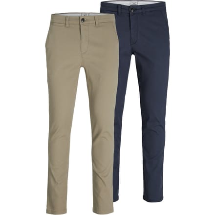 JACK&JONES Heren Multi-Pack Broeken, Marco Paspelzakken Lage Taille Chino's, 2 Pack