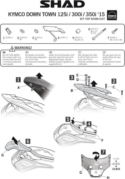 Support de top case Shad pour scooter Kymco 350 Downtown Après 2016 K0DW15ST