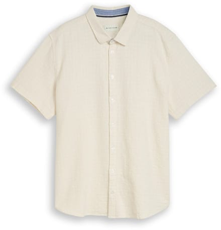 Tom Tailor - Plus Size - Korte mouwen overhemd van katoen - Maat 2XL - Gardenia White