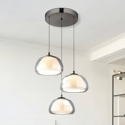 Globo LED hanglamp Avila, rookgrijs/zwart, glas, CCT, dimbaar