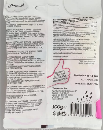 De bron Suikervrije Wine Gums - 12 x 100 gr - Voordeelverpakking