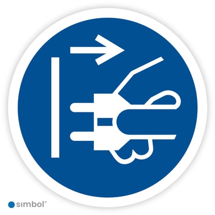 Simbol® - Stickers Voor het openen stekker uit stopcontact trekken (M006) - Formaat ø 5 cm.