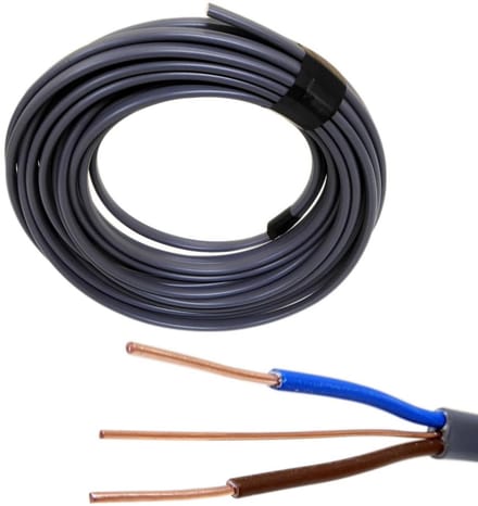 10 Meter Platte Stroomkabel 2.5mm 2-aderig met Aarde voor Installatie