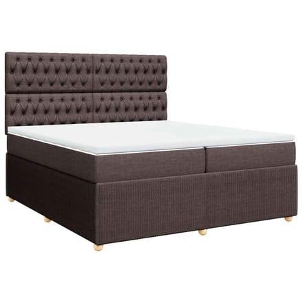 vidaXL - Boxspring - met - matras - stof - donkerbruin - 200x200 - cm