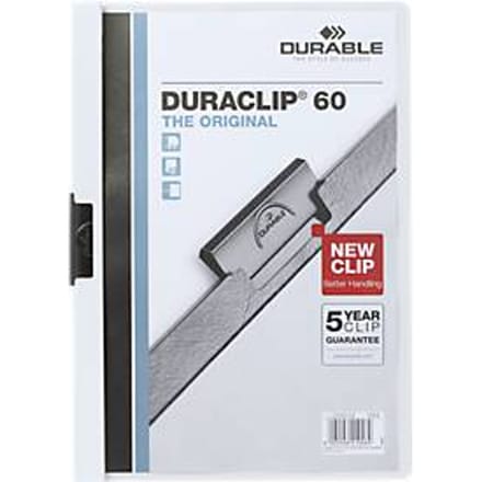 DURABLE klemmappen DURACLIP, A4, kunststof, met clip, wit
