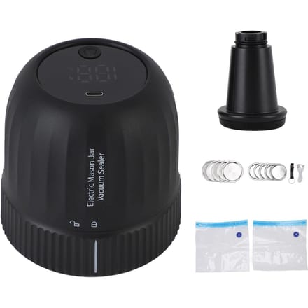 Kit Scelleur de Bocaux Sous Vide Électrique Batterie 1200mAh Rechargeable Portable Bocaux de Conserve Scellage Sous Vide noir
