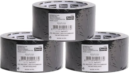 Benson ducttape/ reparatietape - 3x rollen - universeel - zwart 10 meter
