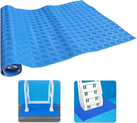 Zwembadladder Mat - Antislipmat Zwembad - Veilig Instappen - Antislip Structuur - 90 x 23 cm - Blauw