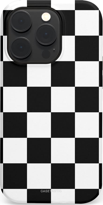 Casetastic hoesje geschikt voor Apple iPhone 14 Pro - MagSafe - Dubbellaagse bescherming - Schaak - Fashion Case - Zwart Wit Zilver