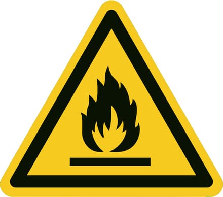 Brandbaar materiaal sticker pictogram 200x200 mm - ISO 7010 W021