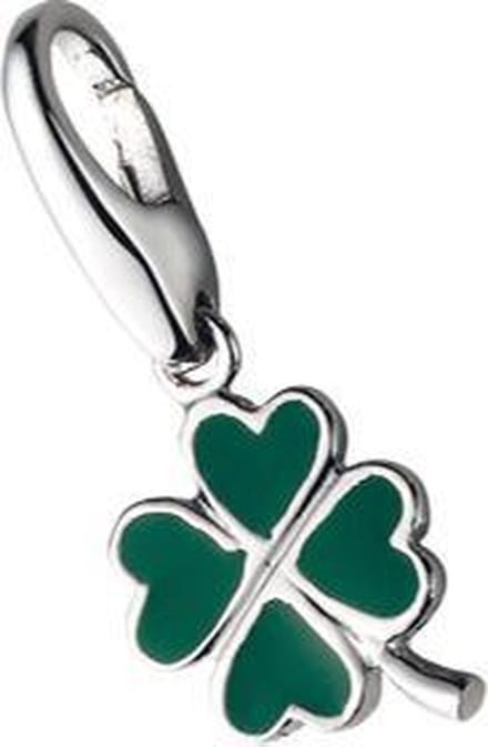 Charm | bedel | klavertje vier | groen | zilver