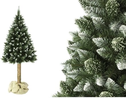 Kunstkerstboom 180 cm op stam - Groen wit met kristallen - 3-delig