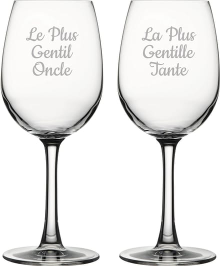 Witte wijnglas gegraveerd - 36cl - Le Plus Gentil Oncle & La Plus Gentille Tante
