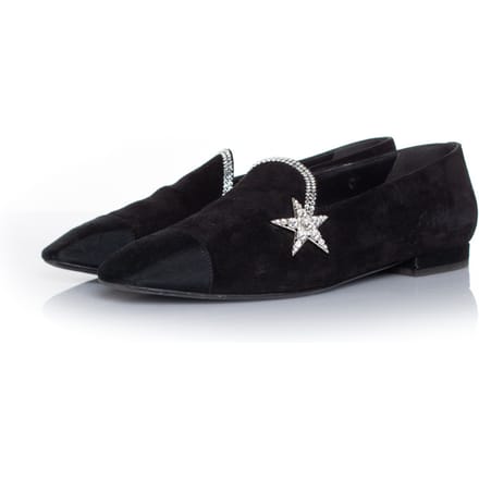 Chanel Zwarte suède komeetster loafer