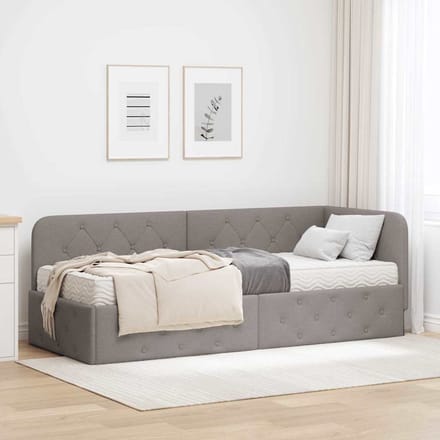 vidaXL - Hoek - Bed - Frame - Taupe - 80 - x - 200 - cm - Stof