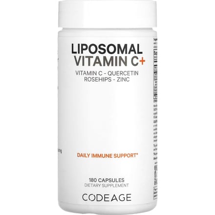 Codeage, vitamine, liposomale vitamine C+, vitamine C, quercetine, rozenbottel, zink, 180 capsules