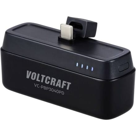 VOLTCRAFT VC-PBP3040PD Powerbank 4500 mAh USB PD Li-ion Zwart (mat) Statusweergave