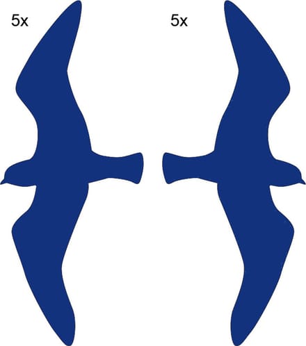 Raamstickers 'Vogel' - groot (27 cm) - 10 stuks - blauw
