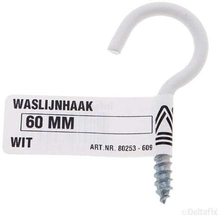 Deltafix waslijnhaak wit 60 mm 1 st.