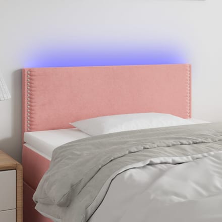 vidaXL - Hoofdbord - LED - 100x5x78/88 - cm - fluweel - roze