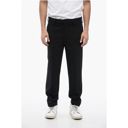 Regular Rise METAL HEM wolmix broek in zwart