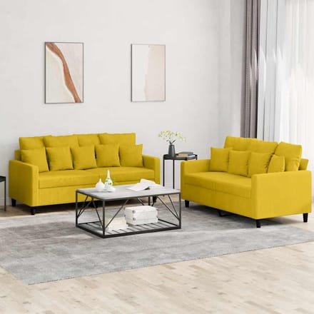 vidaXL - 2-delige - Loungeset - met - kussens - fluweel - geel